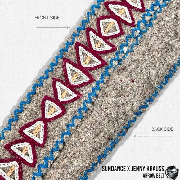 SUNDANCE X JENNY KRAUSS EMBROIDERED WOOL ARROW BELT VINTAGE 2015 HANDMADE M/L - Picture 4 of 12